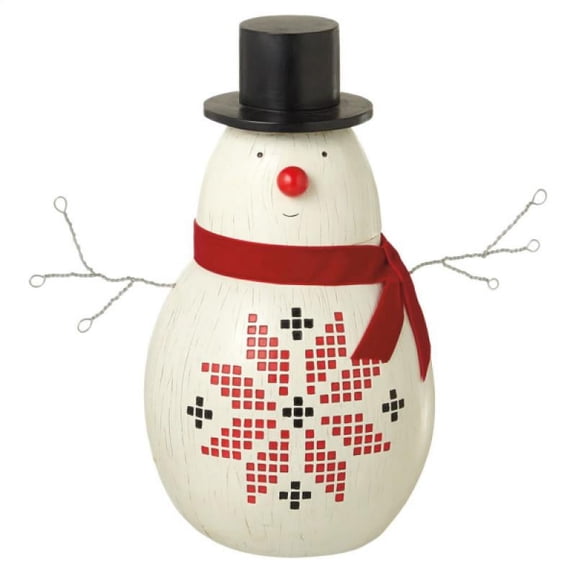 14" White and Red Large Snowman Christmas Tabletop Figurine