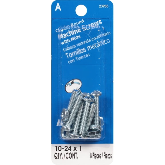 Midwest 23985 Machine Screw, NO 10-24 x 1 in, Zinc Plated