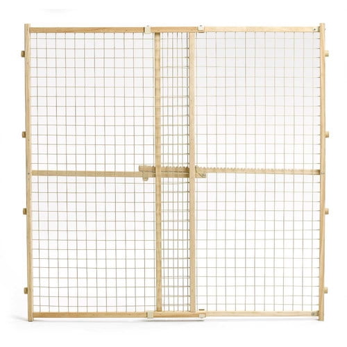 Midwest 44" High Wood Gate, Wire Mesh, Expands 29"-50" Wide