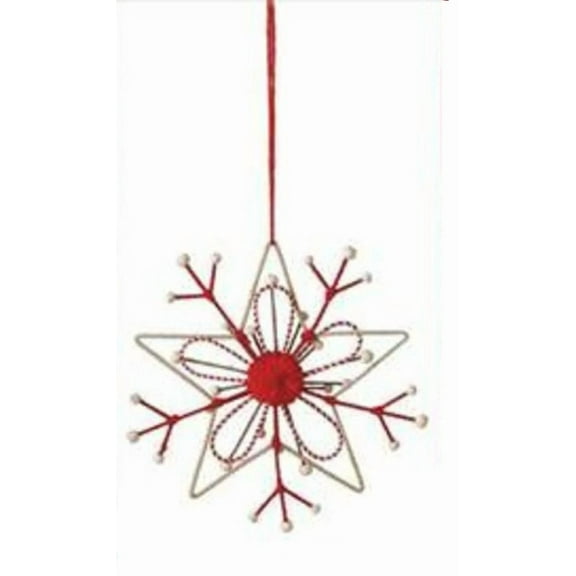 Midwest 7" Alpine Chic Tan Red Country Rustic Style Snowflake Christmas Ornament