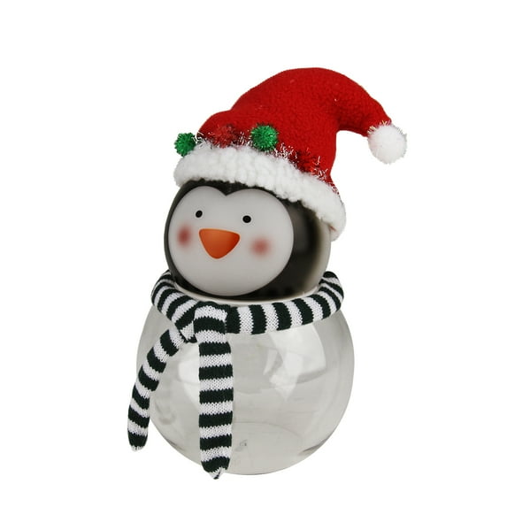 Midwest 8.5" Battery Operated Penguin Touch Activated Color Changing LED Lighted Glass Candy Jar
