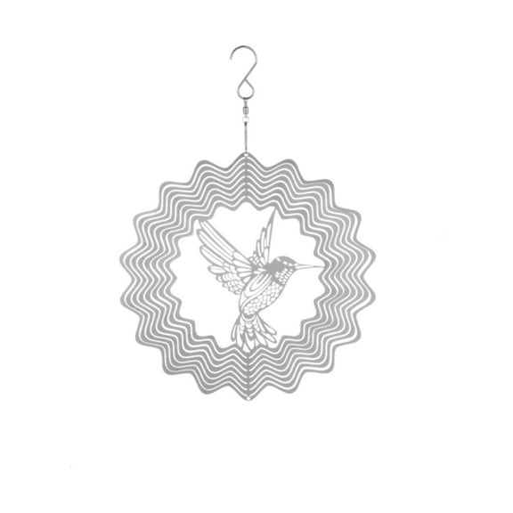 Midwest 8" Silver Tone Hummingbird Steel Wind Spinner