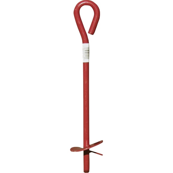 Midwest 901111A 3" x 15" Red Metal Screw In Twist Tree Stake Ground Anchor - Quantity of 10