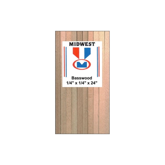 Midwest Products Basswood Strips - 10 Pieces, 1/4" x 1/4" x 24"