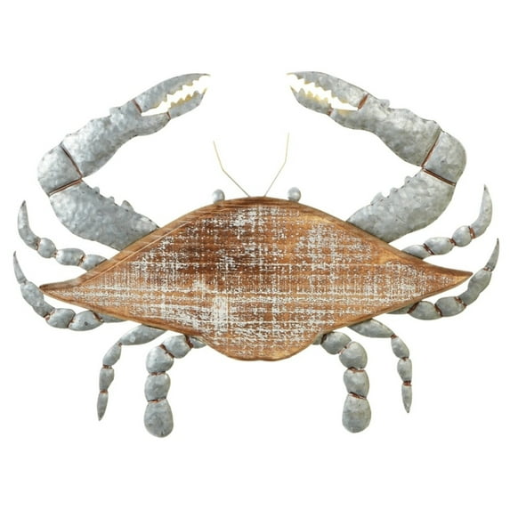 Midwest-CBK Coastal Crab Rustic Wall Plaque Decor 20.5 Inches Metal and Wood
