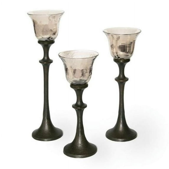 Midwest CBK EA1021 Set of 3 Goblet Candleholders Clear - Glass And Metal