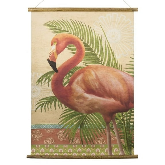 Midwest CBK Pink Flamnigo and Palms Scroll Art Wood Paper Wall Decor 24 Inches