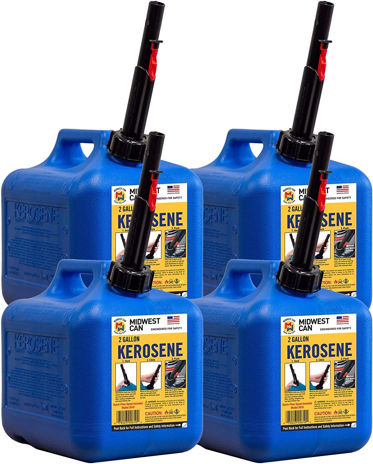 Midwest Can Company 2610 2Gallon EPA & CARB Compliant Kerosene Gas Can