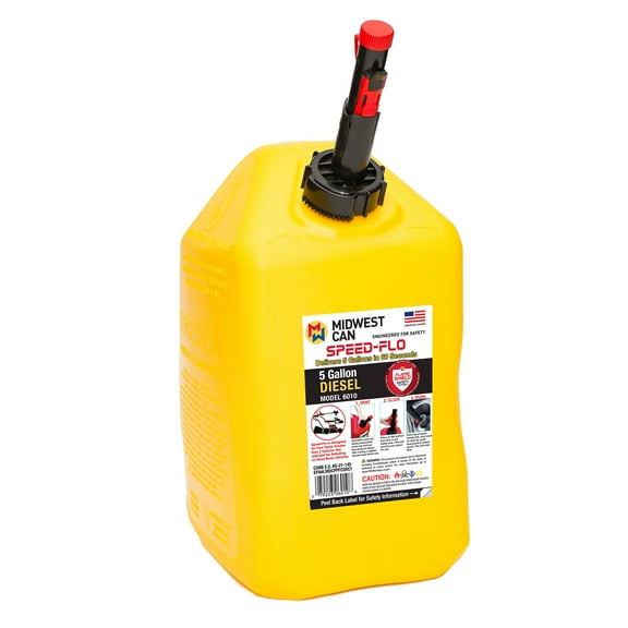 Midwest Can Company 6010 Speed Flo Diesel Can with Speed-Flo Spout, 5 Gallon Capacity , Yellow