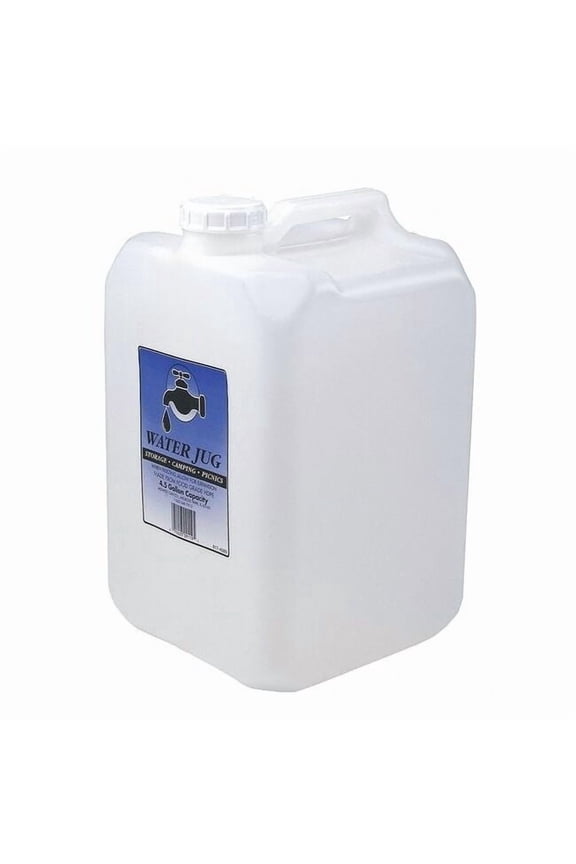Water Container,4.5 gal. Cap.,Clear,HDPE 9119