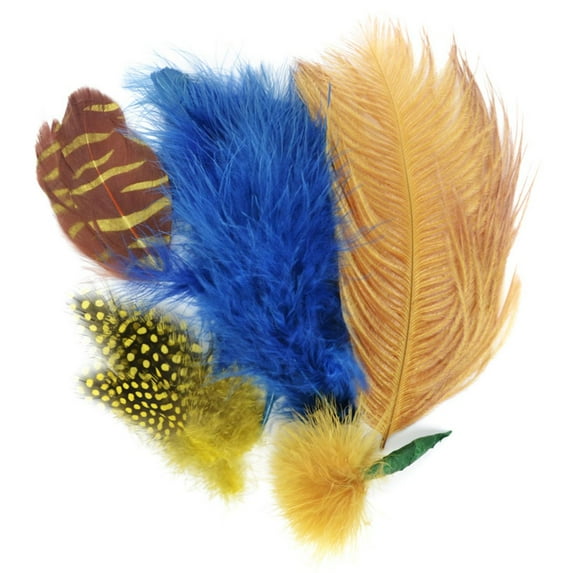 Midwest Design Mix Package Feathers 7 Grams/Pkg-Dark Blue & Gold