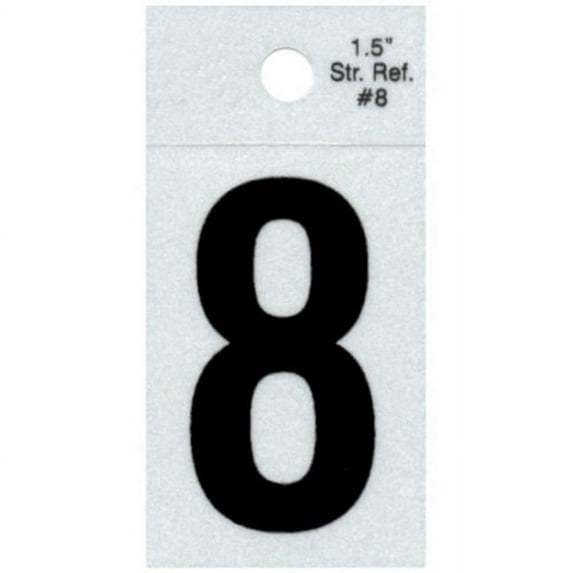 Midwest Fastener MF395052 1.5 in. - 8 Straight Black Reflective Numbers - 12 Piece