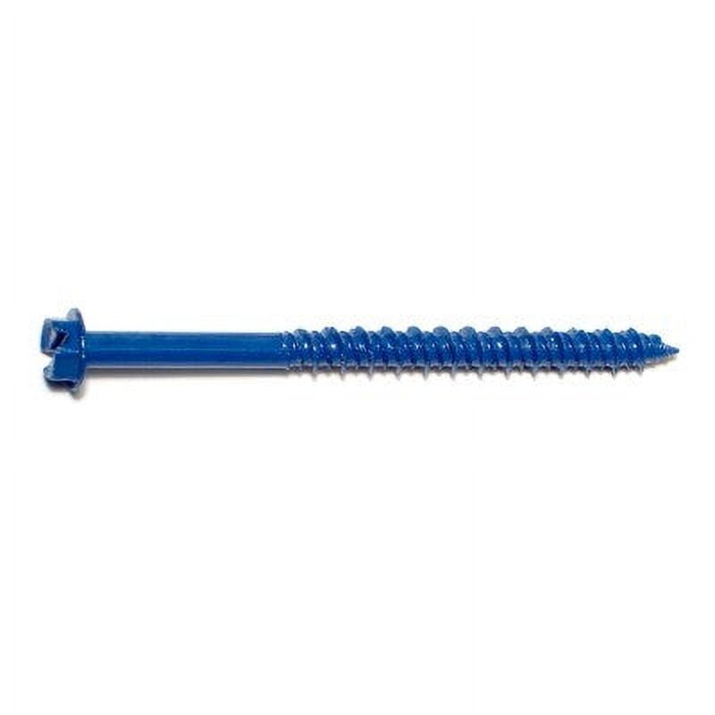 3/16" x 2-3/4" Blue Ruspert Coated Steel Slotted Hex Washer Head Masonry Screws