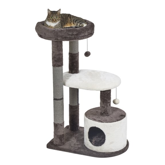 MidWest Homes for Pets Feline Nuvo Alden Cat Tree, Light Brown and Cream