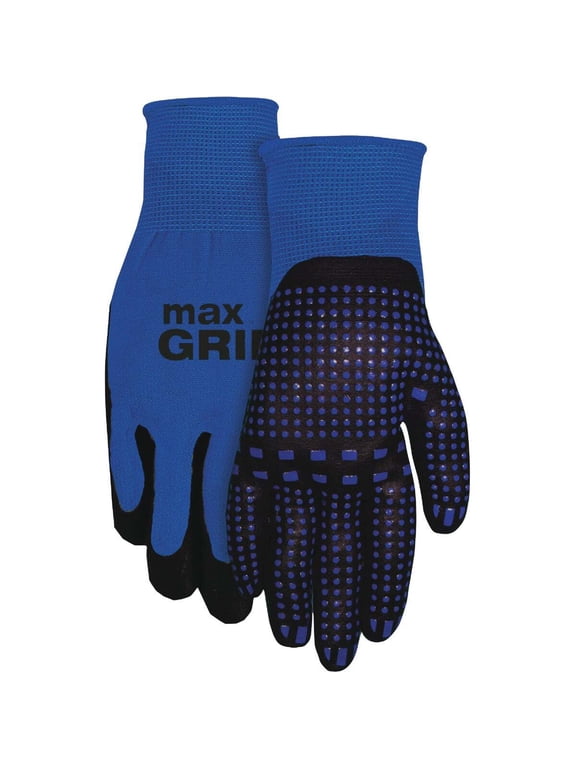 Midwest Gloves & Gear Men's Max Grip Nitrile Dot Gloves, Blue