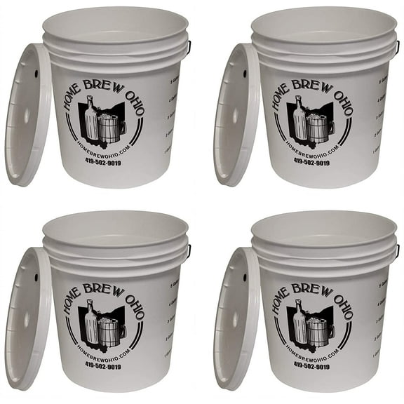 Midwest Homebrewing and Winemaking Supplies 7.9 gallon Plastic Fermentor with Lid (Four Pack)