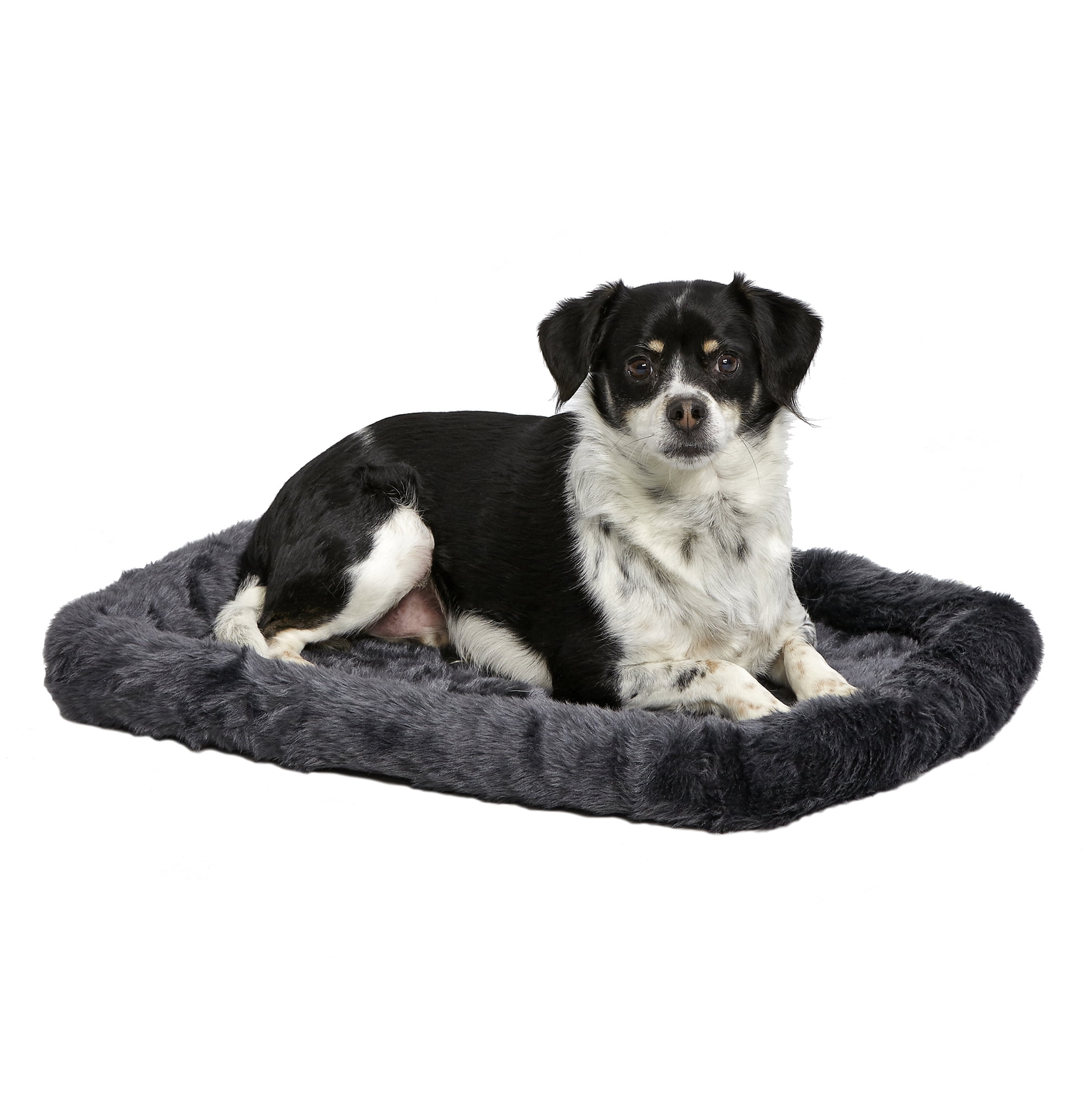 Midwest Homes For Pets / QuietTime Gray Fleece, Plush Bolstered Bed/ Fits 24-inch Crate/ Model-40224