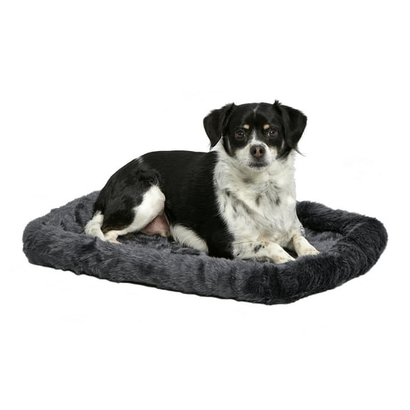 Midwest Homes For Pets / QuietTime Gray Fleece, Plush Bolstered Bed/ Fits 24-inch Crate/ Model-40224