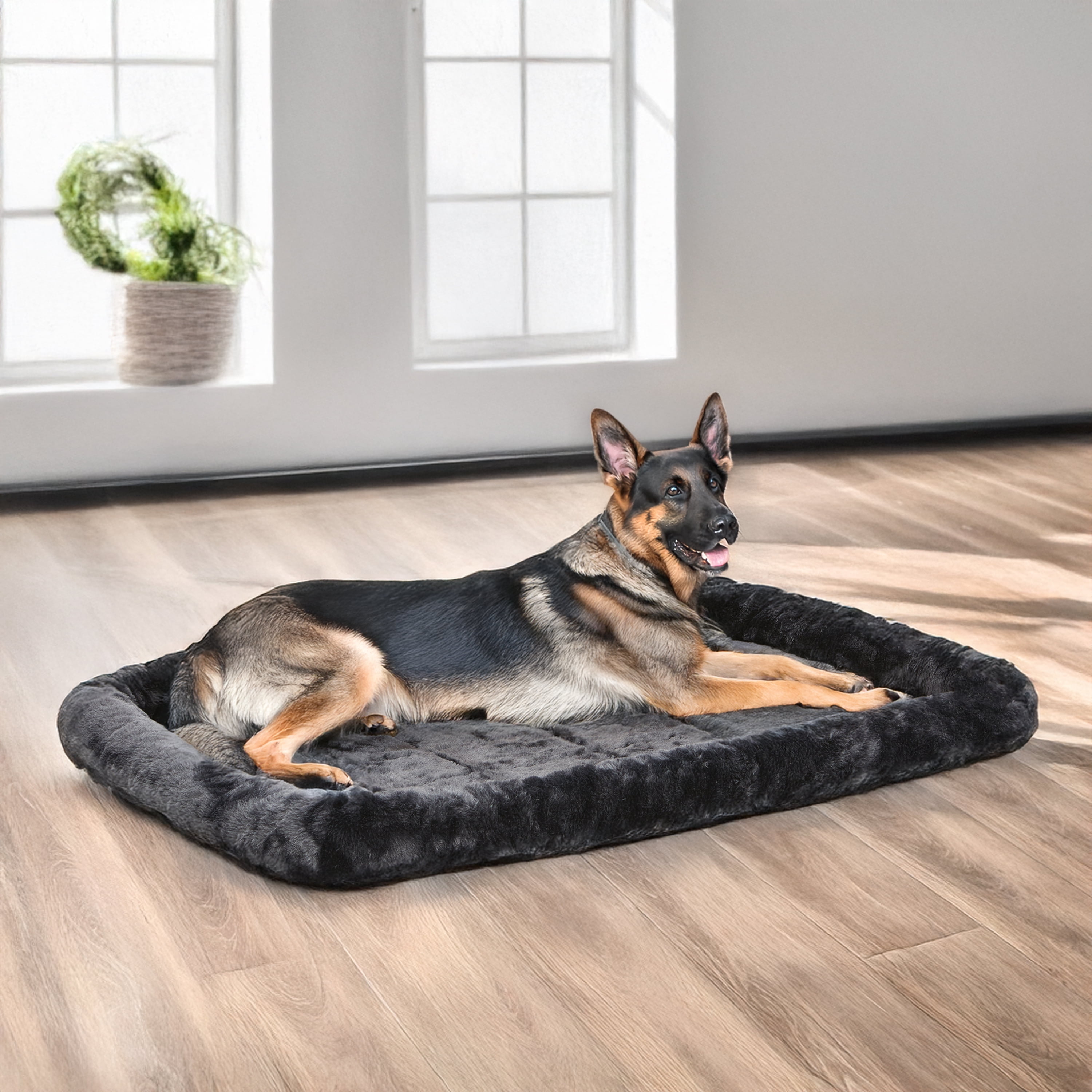 Gray X-Large Polyester Bolstered Pet Bed