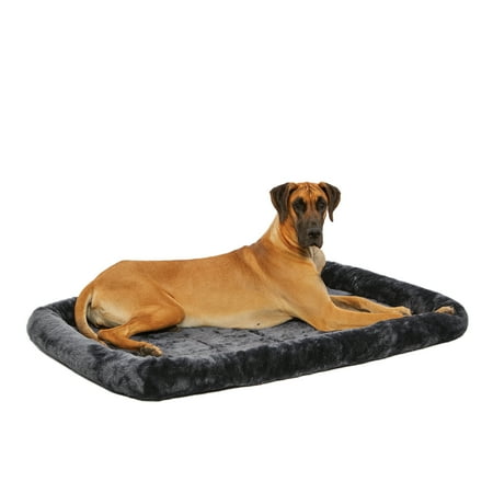 Midwest Homes For Pets / QuietTime Gray Fleece, Plush Bolstered Bed/ Fits 54-inch Crate/ Model-40254