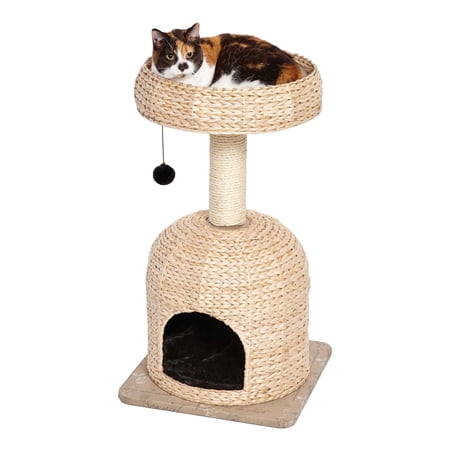 MidWest Homes for Pets Scout Cat Tree, Woven Rattan Cat Furniture with Sisal Scratching Posts