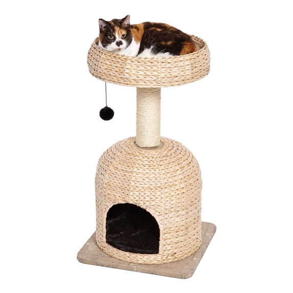 MidWest Homes for Pets Scout Cat Tree, Woven Rattan Cat Furniture with Sisal Scratching Posts
