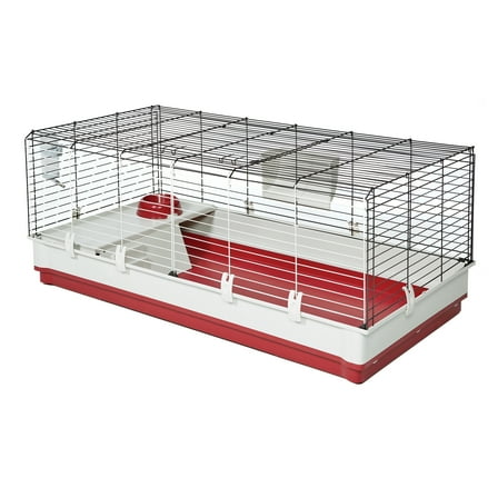 Midwest Homes for Pets Deluxe Rabbit & Guinea Pig Cage, X-Large, White & Red; 47.2 x 19.7 x 23.6 Inches; 158XL