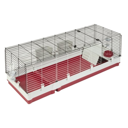 Midwest Homes for Pets Deluxe Rabbit & Guinea Pig Cage, XX-Large, White & Red