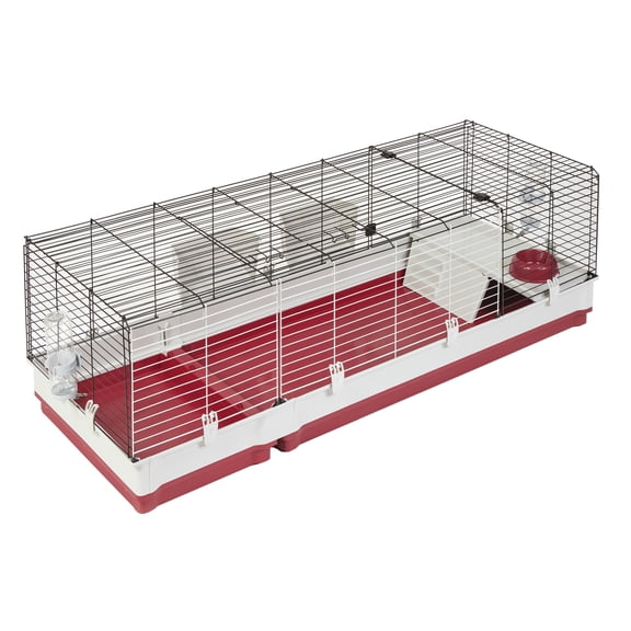 Midwest Homes for Pets Deluxe Rabbit & Guinea Pig Cage, XX-Large, White & Red