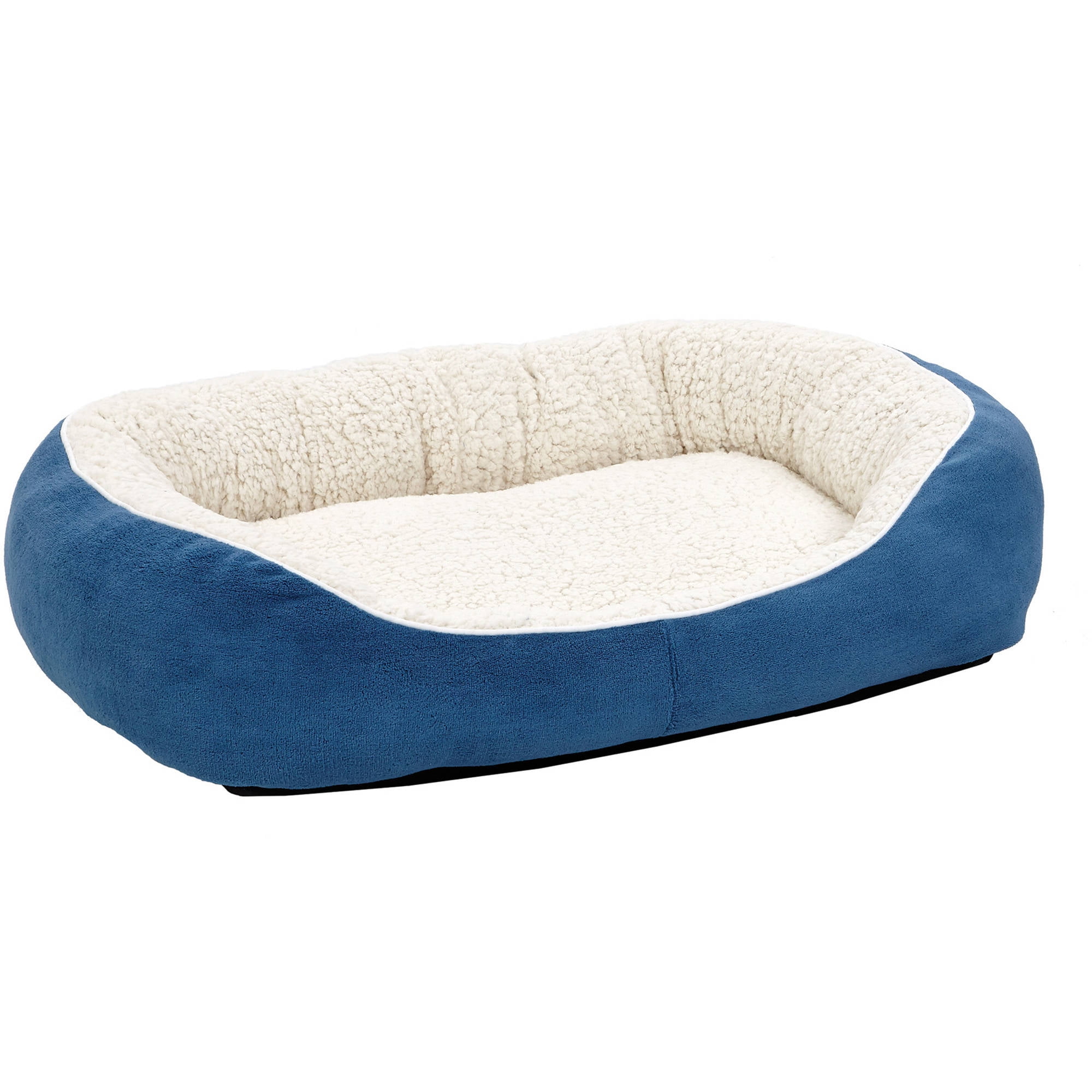 Medium Blue Micro-Terry Cuddle Pet Bed with Bolsters