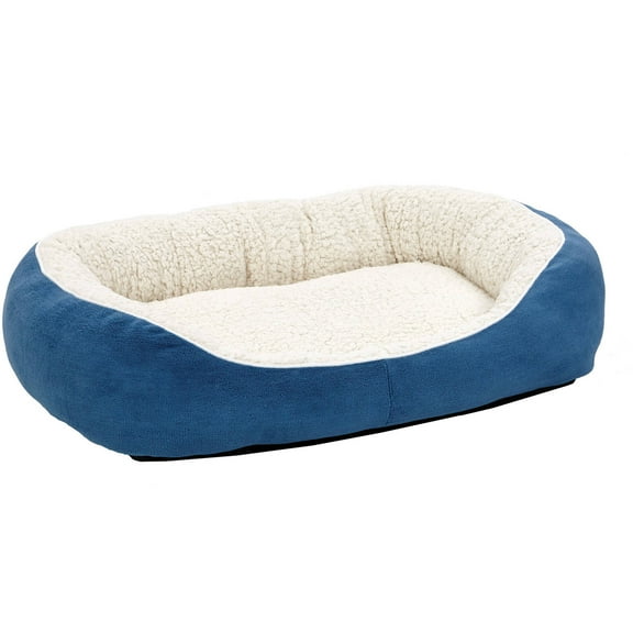 Midwest Homes for Pets Overstuffed Micro-Terry Cuddle Pet Bed for Medium Dogs & Cats, Blue