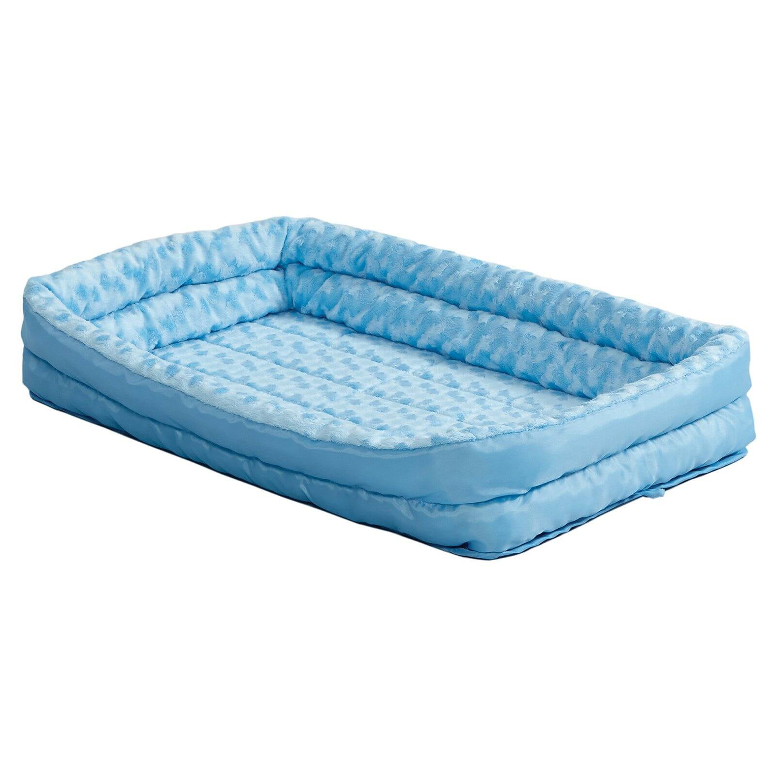 Midwest Homes for Pets QuietTime Double Bolster Dog Bed & Crate Mat Blue, 30 Inch