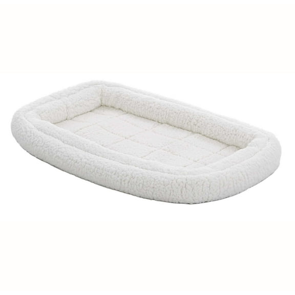 Midwest Homes for Pets QuietTime Double Bolster Dog Bed & Crate Mat, White, 24"