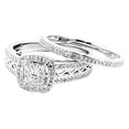 thumbnail image 1 of Midwest Jewellery 0.4cttw Diamond Bridal Set 10K White Gold Vintage 7mm Wide Halo 2pc Set(I/j Color 0.4cttw), 1 of 4