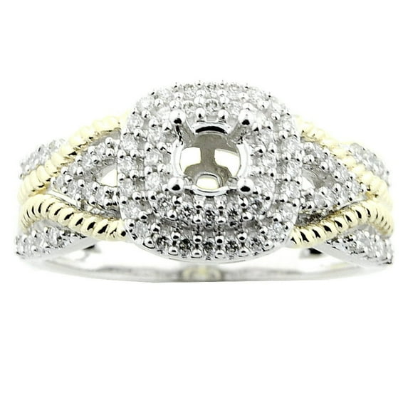 Midwest Jewellery 10K White Gold Semi Mount Ring 1/3cttw Diamonds Yellow Gold Tone Fits 0.25ct Round(i2/i3, I/j)