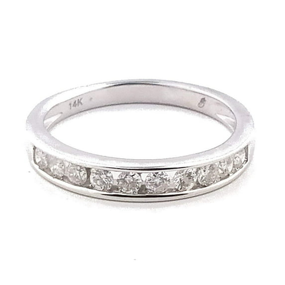 Midwest Jewellery Diamond Wedding Band Ring 1/4cttw 14K White Gold 3MM Round Diamond (I2/i3, i/j) (9)