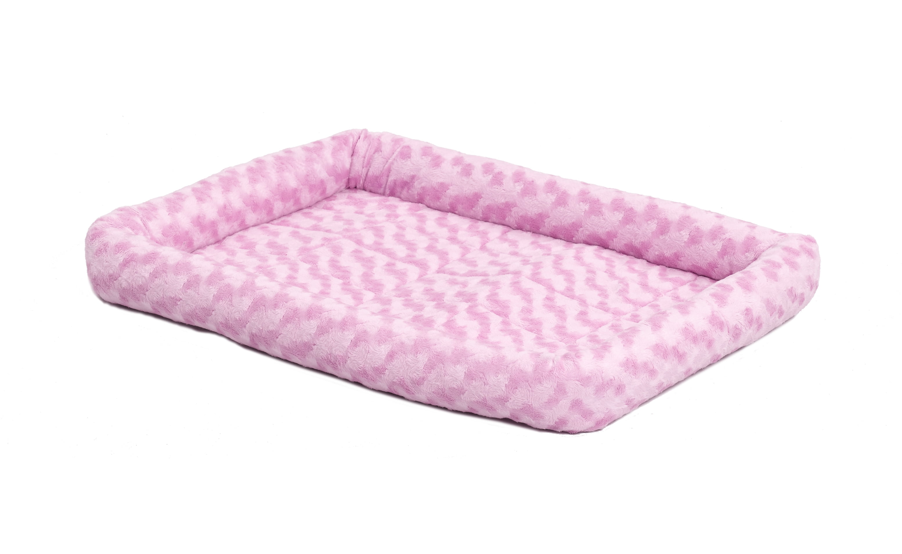 Pink Polyester Bolster Pet Bed for Small Dogs and Cats