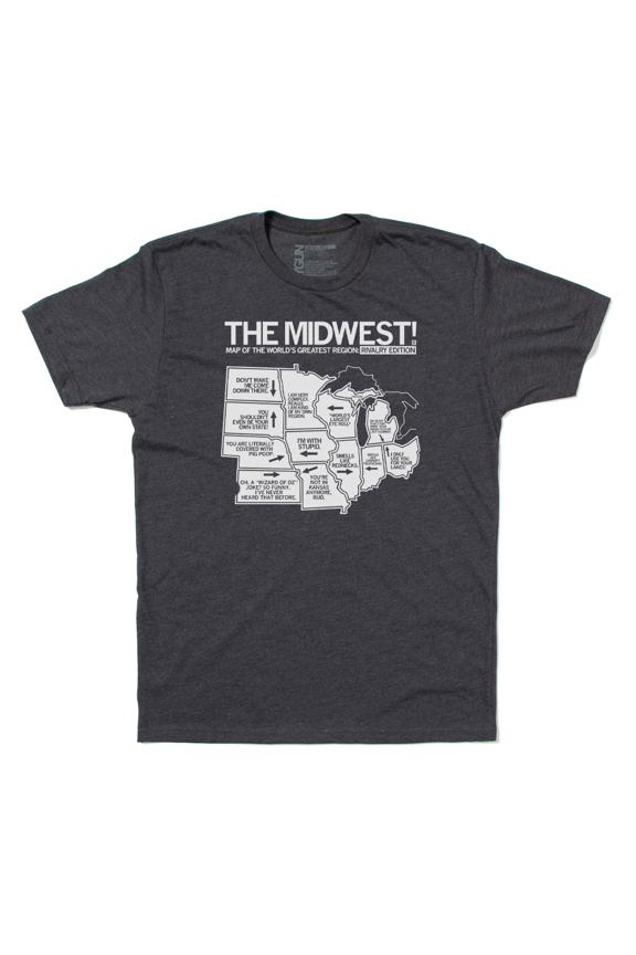 Midwest Rivalry Map Graphic Tee TShirt Gift