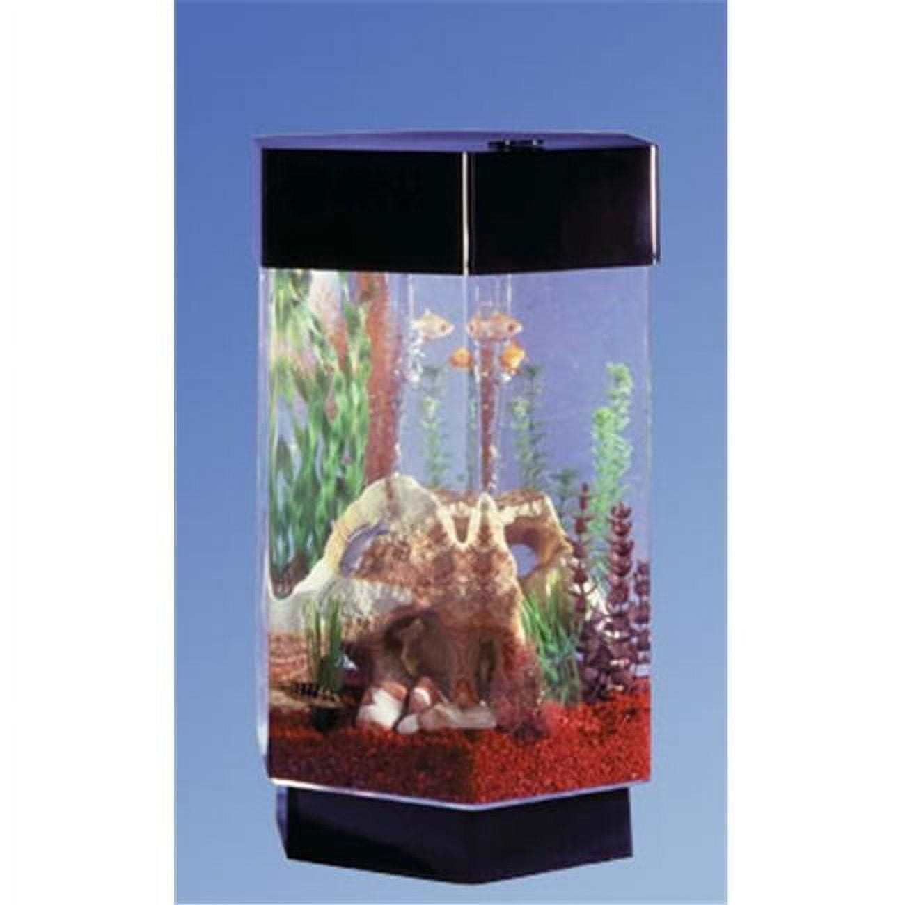 Compact Hexagon Acrylic Desktop Aquarium with Black Base