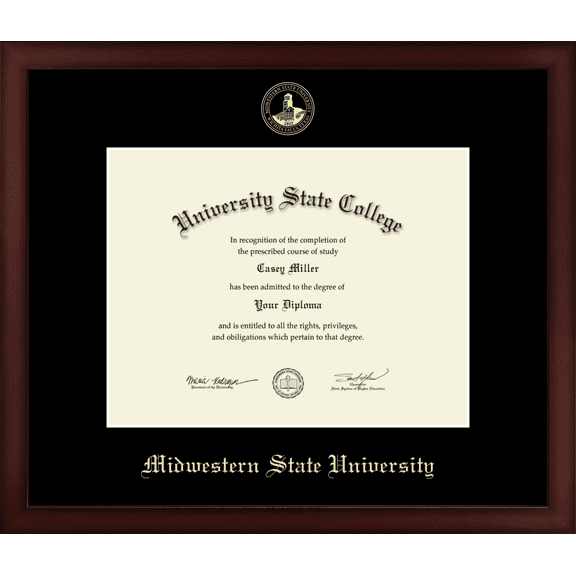 Midwestern State University Diploma Frame, Document Size 11" x 8.5"