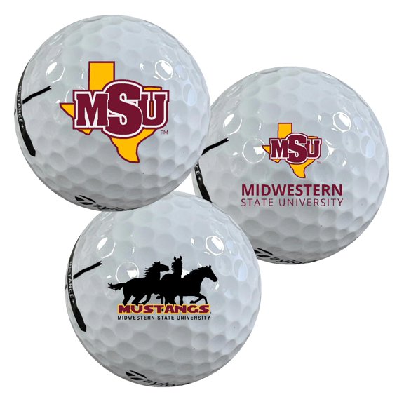 Midwestern State University Mustangs Logo Edition Taylormade Distance+ Golf Balls 12-Pack (Dozen)