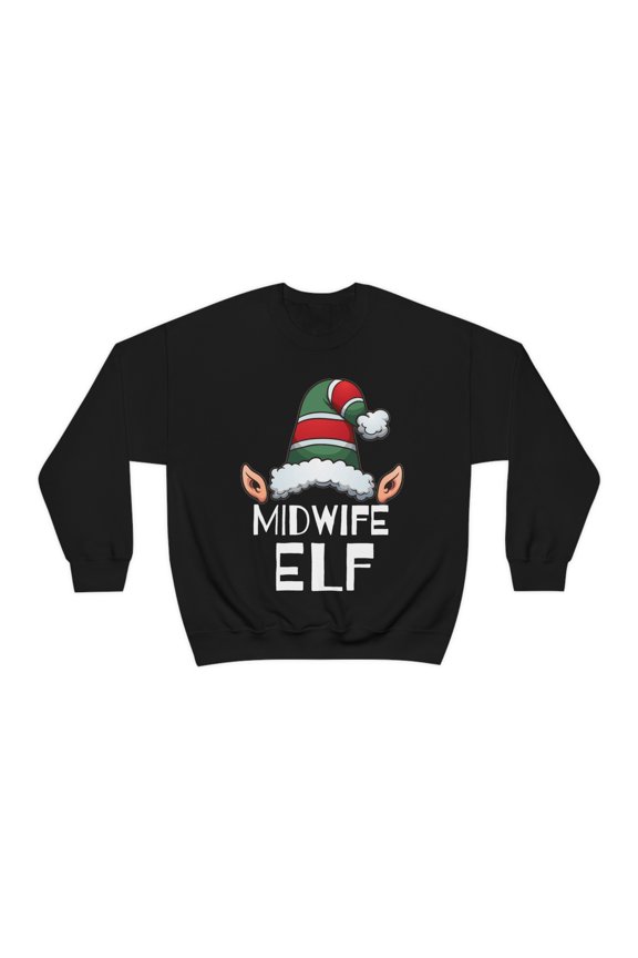 Midwife Elf Unisex Sweatshirt, S-2XL Christmas Nursing School Elves