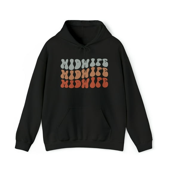 Midwife Midwifery Retro 70s Hoodie, Gifts, Hooded Sweatshirt