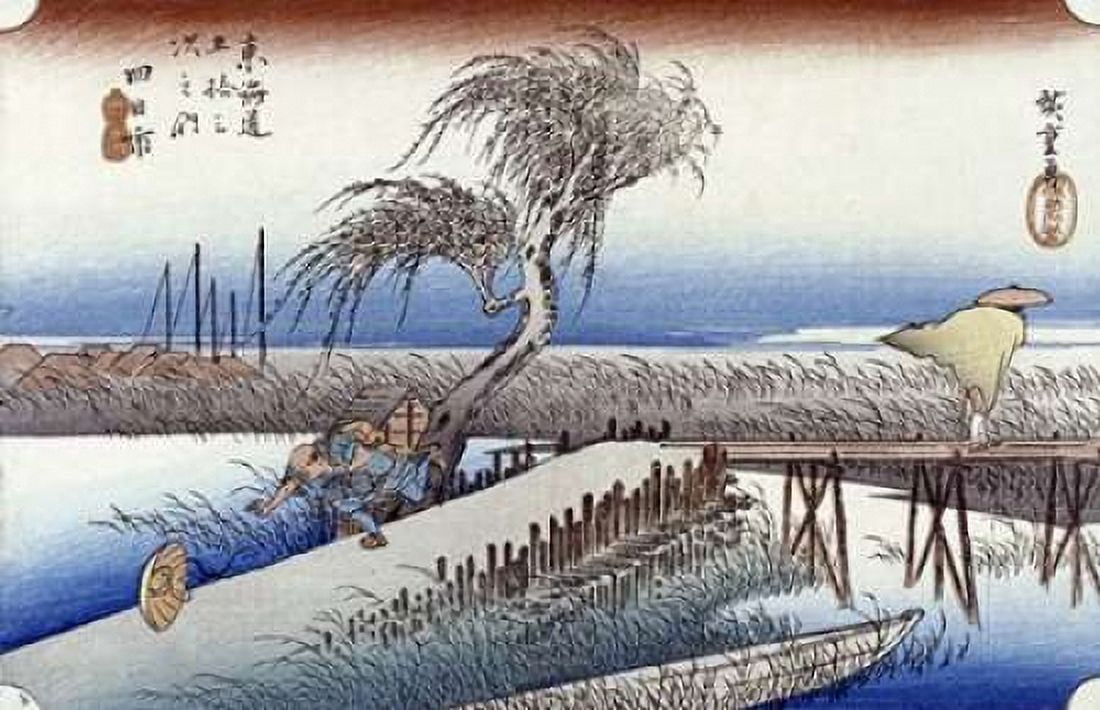 Mie River Near Yokkaichi Canvas Art - Hiroshige (12 x 18)