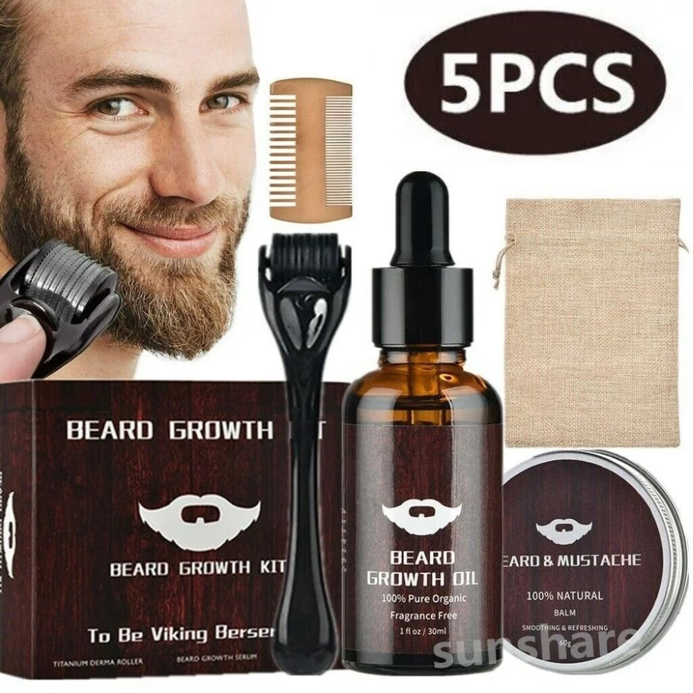 Mieauty Beard Growth Kit Beard Growth Oil Serum Beard Roller For Men