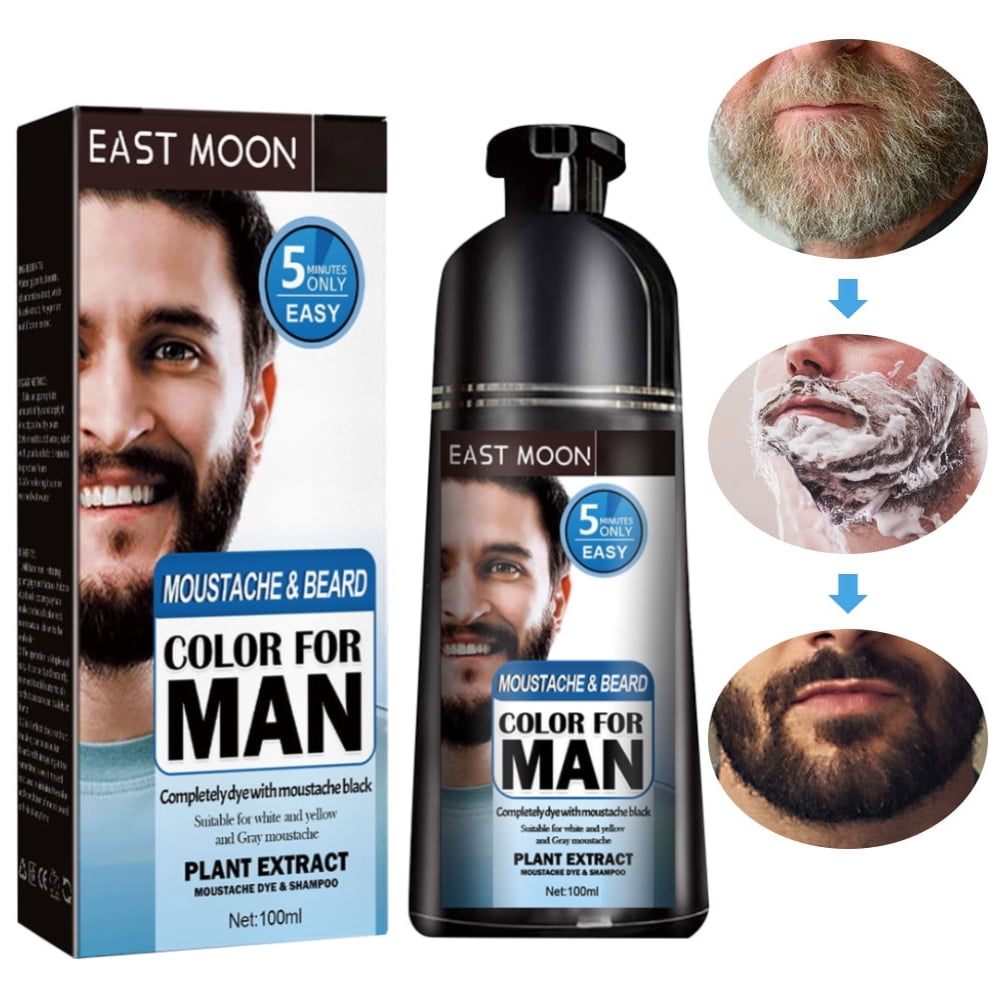 Mieauty Beard Hair Color Shampoo for Men, Natural Permanent Beard Dye