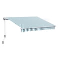 thumbnail image 1 of Miekor 12' x 10' Retractable Awning Patio Awnings Sun Shade Shelter with Manual Crank Handle, 280g/m² UV & Water-Resistant Fabric and Aluminum Frame for Deck, Balcony, Yard, Green and White 4141, 1 of 8