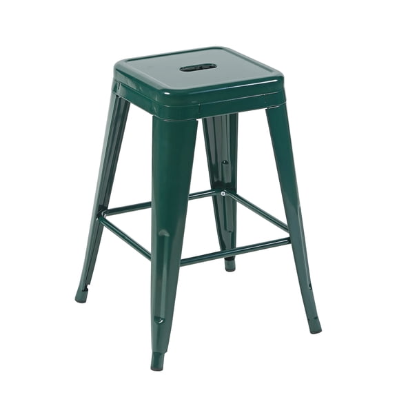Miekor 24 Inch Counter Height Stool, Backless Metal Bar Stools Set of 4, Non-Stackable, Detachable & Easy Assembly, Space-Saving Design for Kitchen Island/Bar/Caf/Dining Room (Emerald Green) No3676