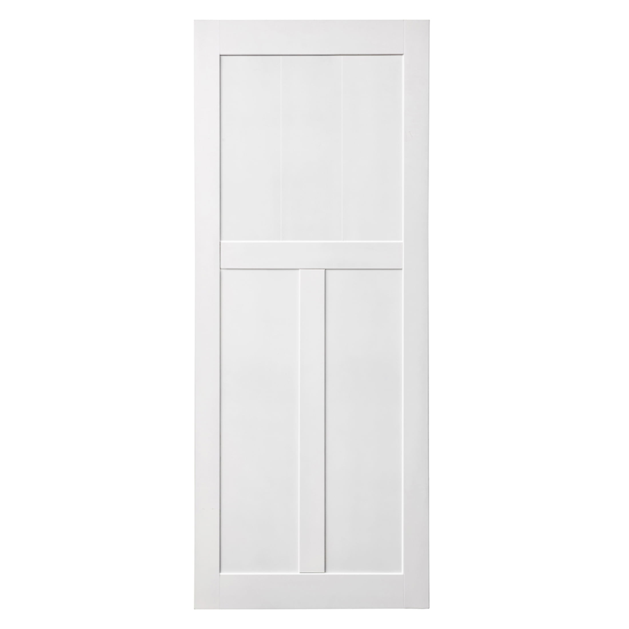 Miekor 28" x 84" "T" Style Real Primed Door Slab, DIY Panel Door, Modern Interior Barn Door, Water-proof, Anti-deformation, Pre-Drilled Ready to Assemble, for Pre-hung Door and Barn Door W4US4309