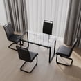 thumbnail image 1 of Miekor 51 inch Glass Dining Table Set for 4, Dining Table & Chair Sets with Black Metal Legs for Kitchen, Modern Rectangle Tempered Glass Table Top and PU Dining armless Chair for Dining Room BS0186, 1 of 6